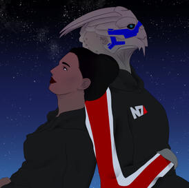 Waist up, full colours, 2 characters